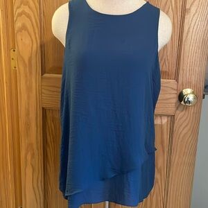 A.n.a nocturnal navy sleeveless shirt with front layers on bottom